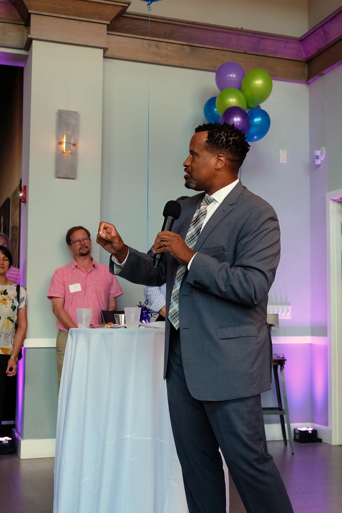 Keynote speaker & President of the Hartford Foundation for Public Giving Jay Williams pledges $10,000 to the Community Matters Capital Campaign. 