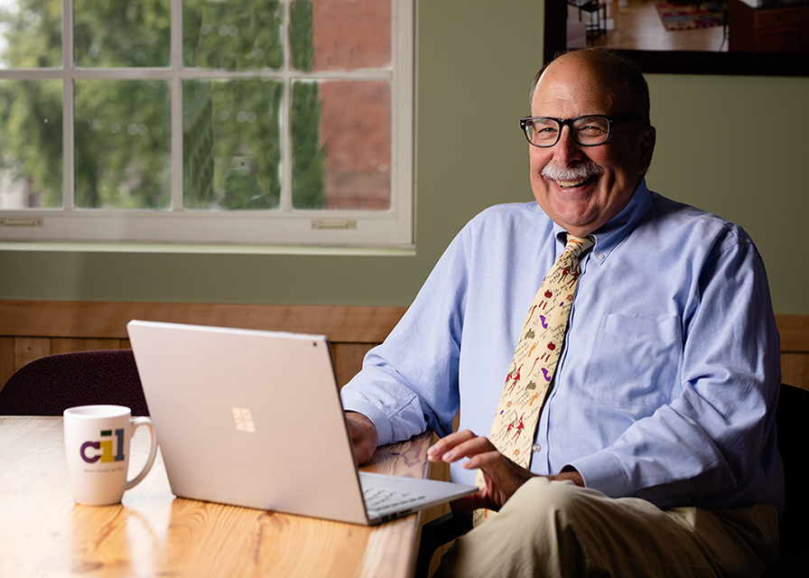 Sheldon looking up from his computer